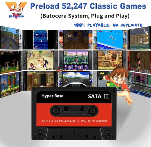 Vista 2 de Consola de juegos retro de 2 TB disco duro externo integrado 52247 videojuegos, consolas de juegos con sistema de juego Batocera 35 Plug and Play