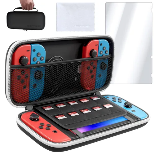 Neptune Switch Carry Case - Protective Shell for Switch & OLED - Game Cartridge Holder - Water & Scratch-Resistant - Travel-Friendly Accessory With