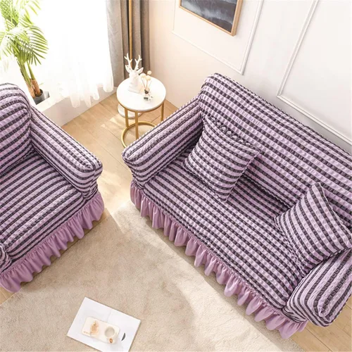 Vista 5 de Qubjus Funda Elástica para Sofá Fundas para Sofá Lavables Funda para Sofá Cama Protector de Muebles de Fácil Ajuste con Parte Inferior Elástica