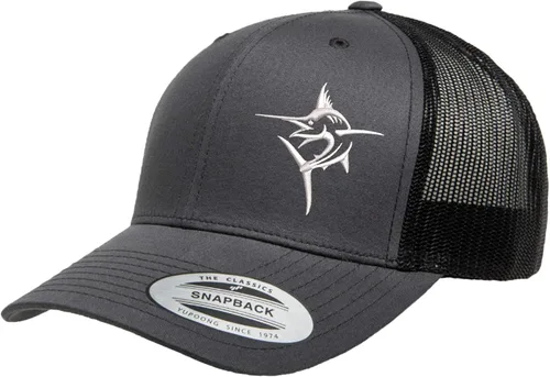 Vista 27 de Embroidered Swordfish Trucker Hat for Men & Women – Adjustable Mesh Back Snapback Baseball Cap for Fishing Negro-swwt