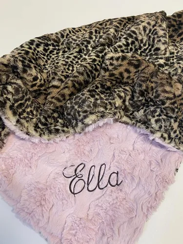 Personalized Baby Blanket, Chocolate Cheetah Minky and You Choose Minky Color, Newborn Girl gift, Baby Shower Gift