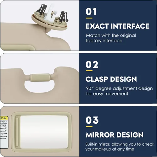 Vista 3 de 2 viseras solares para conductor y pasajero para Toyota RAV4 (techo con luz) 2006 2007 2008 2009 2010 2011 2012 2013, repuesto para 74320-42501-B2
