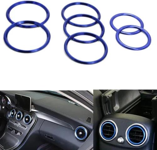 7 piezas de cubiertas decorativas de rejilla interior de aluminio para aire acondicionado para Mercedes W205 Clase C de 2015 en adelante, Clase GLC