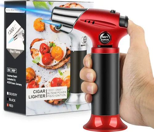Soplete de soplete, soplete de cocina de grado doméstico con candado, llama ajustable, recargable, mini soplete para barbacoa, hornear, crema