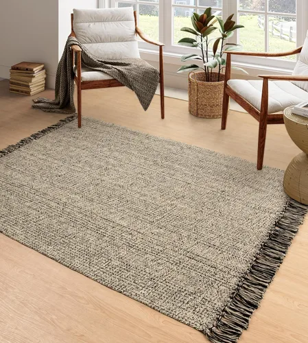 Vista 88 de Collive Alfombra de Baño Negra, 2' x 3' Tejida a Mano Lavable Alfombras Pequeñas de Cocina, Alfombra de Entrada Reversible de Algodón Alfombra
