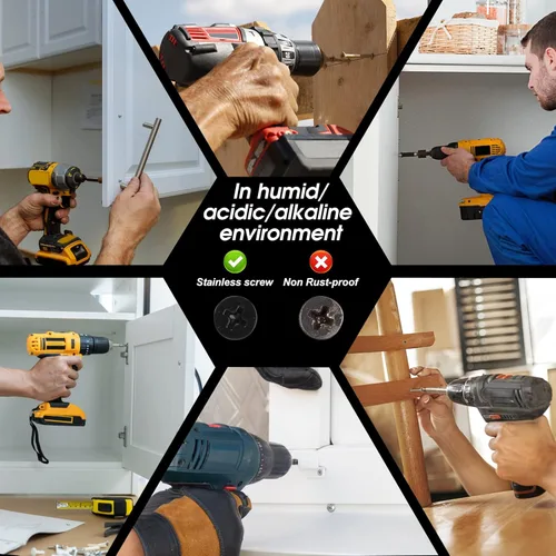 Vista 6 de QISHENG Black Head - 100 tornillos Phillips de acero inoxidable #4 x 1 (1 pulgada) para madera, acero inoxidable 18-8 A2 (304)