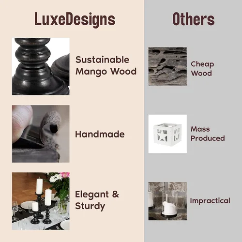 Vista 2 de Portavelas grandes para velas de pilar, pilares decorativos rústicos compatibles con velas que funcionan con pilas, pilar alto de madera para casa