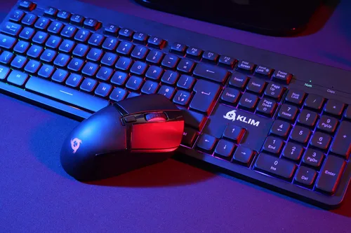 Vista 7 de KLIM Teclado inalámbrico recargable Light V2 nuevo 2022 delgado duradero ergonómico retroiluminado teclado inalámbrico para juegos para laptop PC