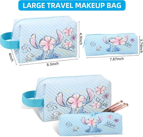 Vista 4 de MOBRWUVS Bolsa de Cosméticos de Viaje, Bolsa de Maquillaje de Gran Capacidad con Dibujos Animados, Bolsa de Cosméticos con Cierre, Bolsa de Aseo