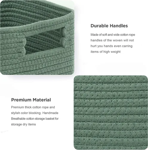 Vista 3 de UBBCARE Juego de 4 cestas de almacenamiento de 11 x 10.5 x 10.5 pulgadas, cesta de cuerda de algodón para estantes, juguetes, libros, cubos
