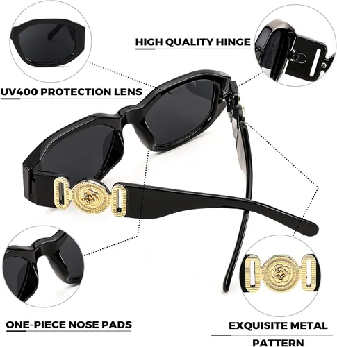 Vista 6 de FEISEDY Gafas de sol cuadradas pequeñas para mujeres y hombres, gafas de sol irregulares de moda vintage B2322