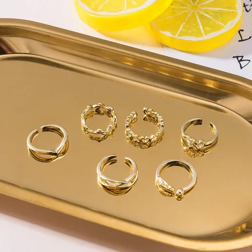 Vista 5 de TOBENY Juego de 12 anillos ajustables chapados en oro de 14 quilates para mujer, flechas de flecha, anillo de cola abierta, juego de joyería
