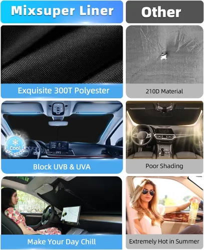 Vista 5 de Mixsuper Liner Parasol para Parabrisas para Jeep Grand Cherokee L 2021-2026 Parasoles para Parabrisas para Accesorios Grand Cherokee L Cubiertas