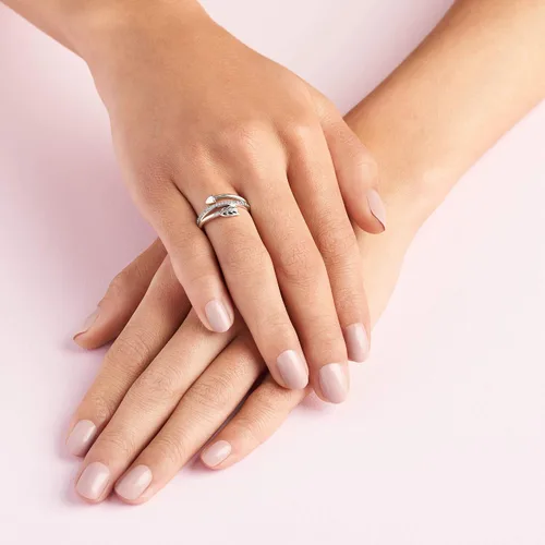 Vista 5 de Pandora Anillo de flecha envolvente, anillo de plata de ley para mujer, anillo apilable, regalo para ella, plata de ley con circonita cúbica