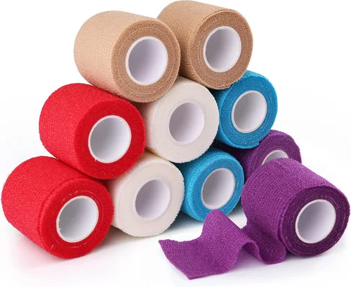 LotFancy Vendaje autoadhesivo para vendaje, paquete de 10, 2 pulgadas x 5 yardas, cinta deportiva transpirable, cinta médica de primeros auxilios