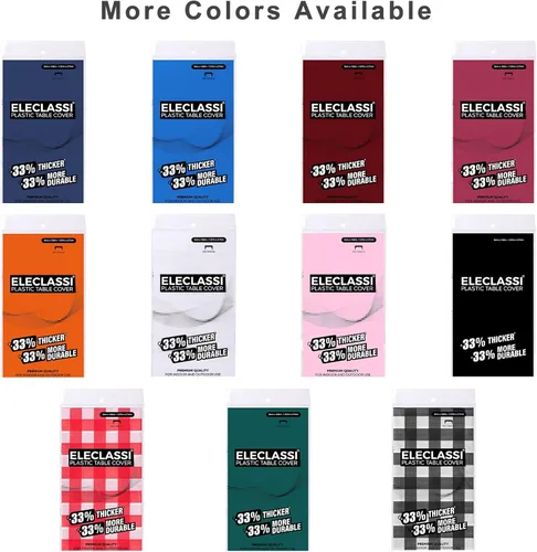Vista 5 de Eleclassi Paquete de 6 manteles redondos de plástico desechables de alta calidad, manteles de plástico redondos de 84 pulgadas para fiestas, mantel