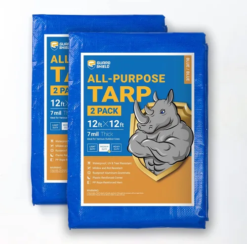 Vista 127 de GUARD SHIELD - Lona negra impermeable de 6 x 6 pies, cubierta de lona de polietileno, de servicio medio y uso general de 7 mil