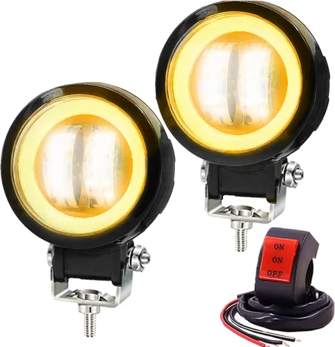Vista 8 de Luces antiniebla para motocicleta con interruptor, luces auxiliares de motocicleta de 3 pulgadas, luces LED redondas tipo halo, luces exploradoras