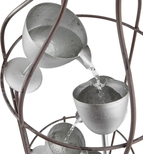 Vista 11 de Alpine Corporation IPS210 Fuente de agua ecléctica rústica con forma de botella con copas de vino escalonadas, 44 pulgadas, marrón