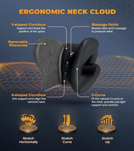 Vista 4 de Alivio del dolor de cuello profundo con terapia magnética conductora calentada, Graphene-Tech dispositivo de tracción cervical de calentamiento
