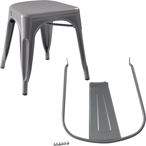 Vista 8 de Yaxa Basics Sillas de comedor de metal, 4 unidades, gris oscuro, 20.1 x 17.1 x 33.5 pulgadas