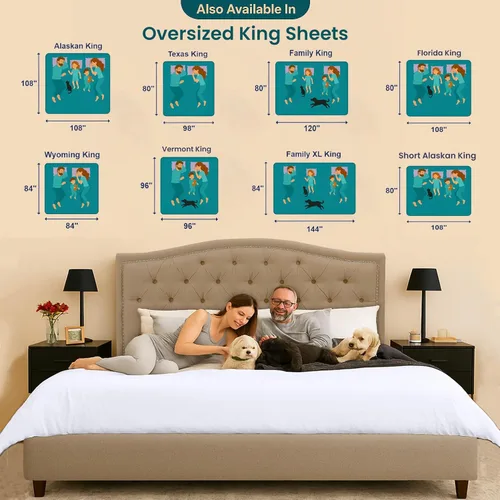 Vista 5 de SGI bedding 108 pulgadas de ancho x 108 pulgadas de largo, 1 sábana bajera ajustable tamaño King de Alaska, 100% algodón egipcio, 600 hilos que se