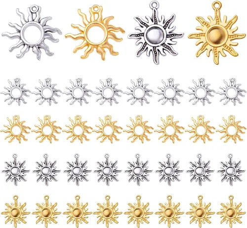 Aylifu Sun Pendant Charm Alloy Tibetan Style Celestial Sun Charm Craft Supplies for DIY Earrings Necklace Bracelet Jewelry Making Christmas Party