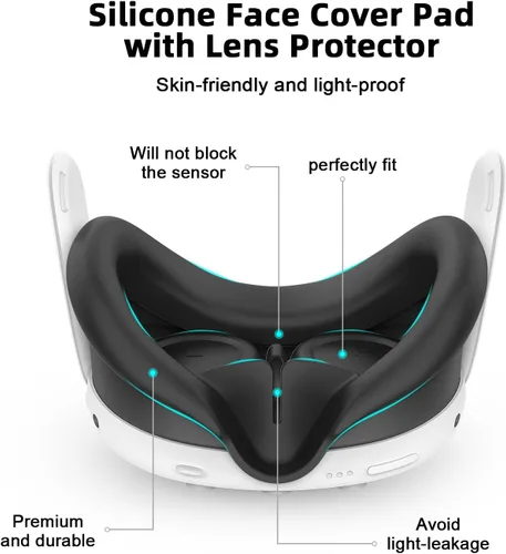 Vista 5 de Relohas Deluxe VR Accessories for Meta Quest 3, 5 in 1 Silicone Protective Case Set for Oculus Quest 3, with Battery Opening Cover & Knuckle Straps