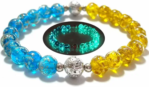 ARTSY Crafts - Pulsera de cuentas de luciérnaga que brillan en la oscuridad, pulsera de cuentas luminosas europeas para aliviar la ansiedad y el