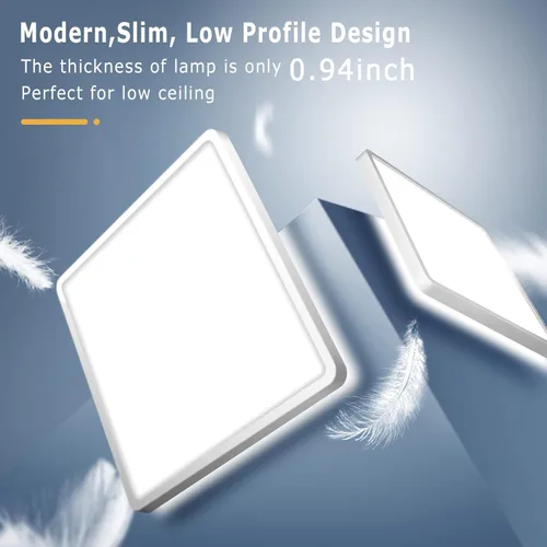 Vista 2 de Lámpara de techo LED de montaje empotrado de 24 W y 12 pulgadas, luz de techo cuadrada, súper delgada, 5000 K, panel plano blanco, lámpara