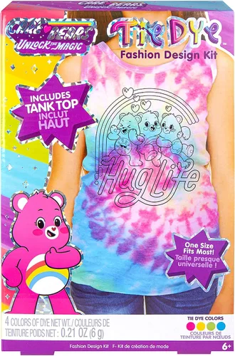 Fashion Angels Care Bears - Kit de teñido anudado, juego de camiseta sin mangas, incluye tintes no tóxicos, camiseta sin mangas, guantes, bandas