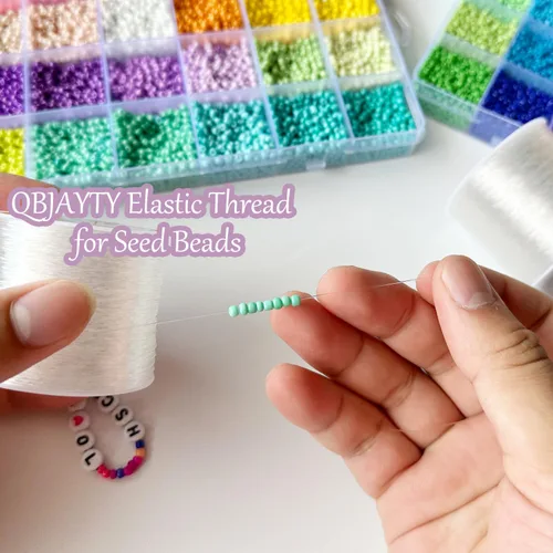 Cuerda elástica de 0.020 in, cuerda elástica transparente para hacer pulseras, 131 yardas de hilo elástico transparente para cuentas de semillas de