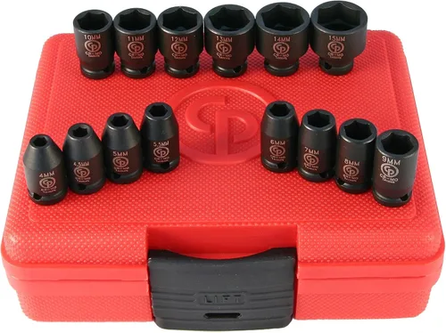 Vista 18 de Chicago Pneumatic SS814D - Unidad cuadrada de 1 pulgada, métrica profunda, 6 puntos, juego de llaves de impacto (4 piezas)