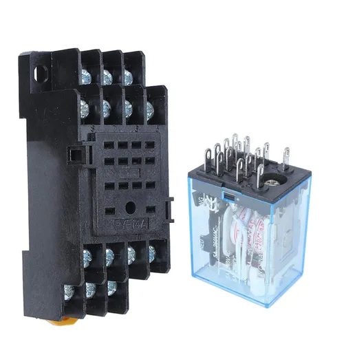 Mini MY4NJ Relé, DC 12V 24V AC 110V 220V 5A, 14 pines MY4NJ Relé Interruptor con Base de Relé Socket (DC12V)