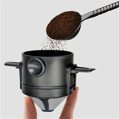 Vista 4 de Cafetera, filtro de goteo de café reutilizable de acero inoxidable, cafetera para verter sobre la cafetera para el hogar, oficina, viajes