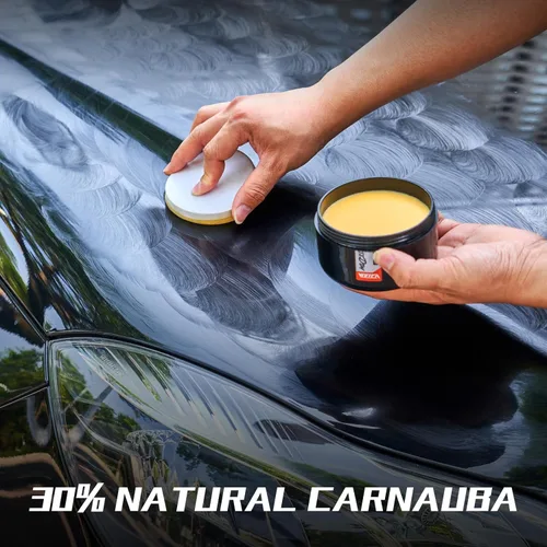 Vista 2 de Cera en pasta de carnauba con refuerzo cerámico - Protección de triple capa, repelente de polvo y brillo profundo (200g con aplicador)