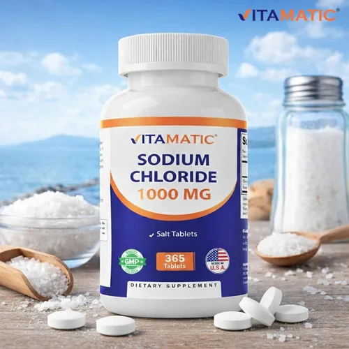 Vista 6 de Vitamatic Cloruro de Sodio 1000mg – 365 Tabletas Reponedor de Electrolitos y Soporte de Hidratación – Sin OGM, Sin Gluten