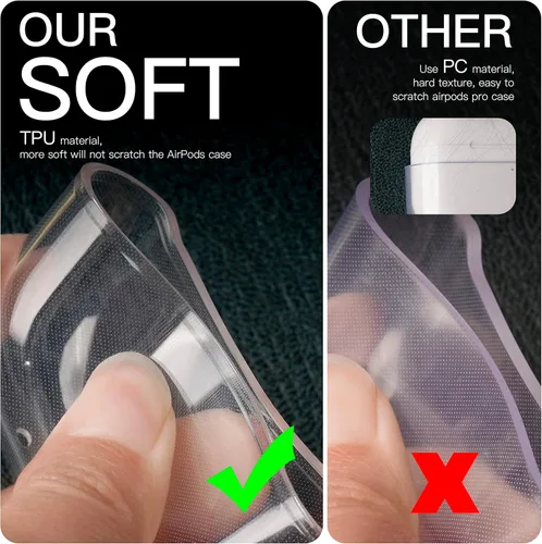 Vista 4 de Funda transparente compatible con AirPods Pro 2, funda protectora de TPU suave [LED frontal visible] [antiamarilleo] compatible con AirPods Pro