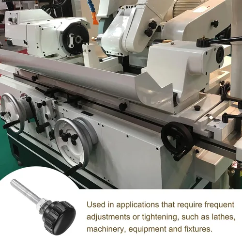 Vista 5 de Uxcell 4 juegos de perillas estriadas con tornillos de pulgar y tuercas, rosca macho métrica M6 x 35 mm, cabeza de plástico de 25 mm, perillas