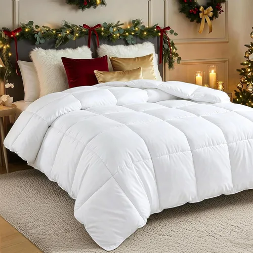 Vista 28 de Utopia Bedding Edredón de tamaño king, inserto de edredón para todas las estaciones, edredón de cama cosido en caja con esquinas y relleno Blanco