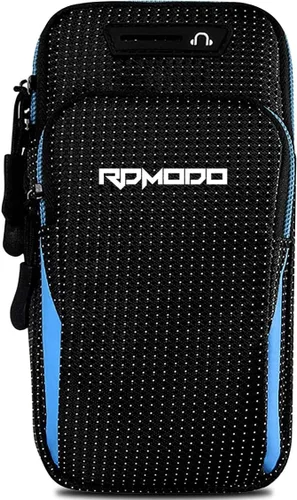 Vista 6 de Soporte para teléfono para correr, resistente al agua, para iPhone, Samsung y LG, 2 bolsillos, tamaño grande, banda elástica, bolsa de teléfono