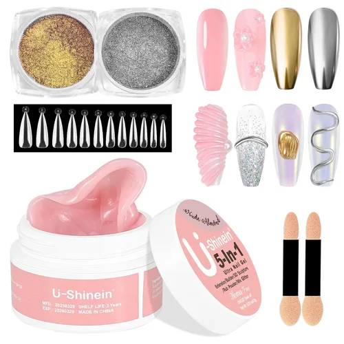 Vista 13 de Gel de uñas sólido constructor: 5 en 1 transparente no pegajoso extensión 3D Escultura Gel de uñas para modelado de tallado de arte, constructor