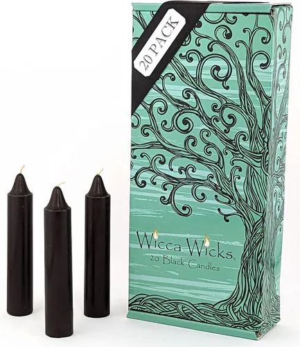 20 velas negras | 4 pulgadas de alto y 3/4 pulgadas de diámetro | Suministros de brujería para tu altar, hechizos, encantos y rituales personales |