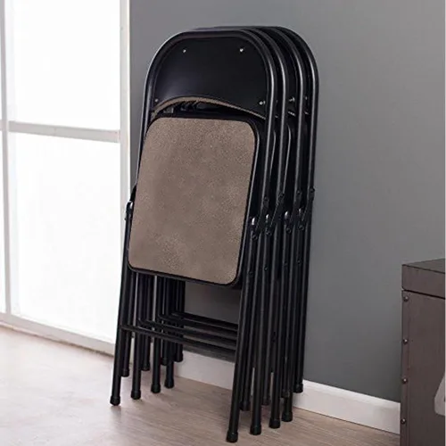 Vista 6 de MECO Paquete de 4 sillas plegables acolchadas, silla plegable de tela Corrin acolchada, cinabrio