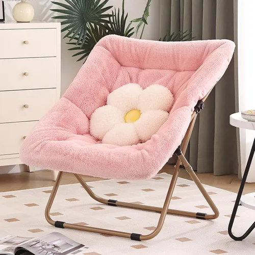 Vista 9 de Silla platillo, cómodas sillas de dormitorio, silla plegable de piel sintética de gran tamaño, silla plegable con marco de metal para sala de estar