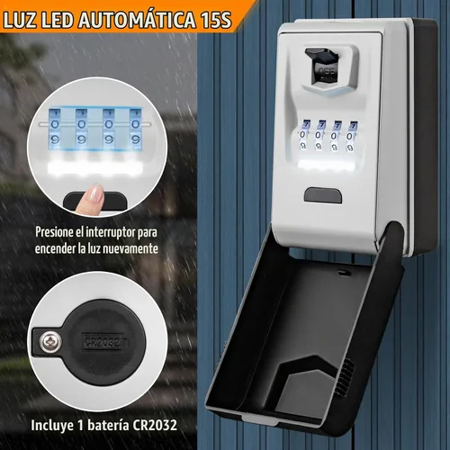 Vista 2 de HUANLANG Caja de bloqueo de llave con código, caja de seguridad de montaje Gris