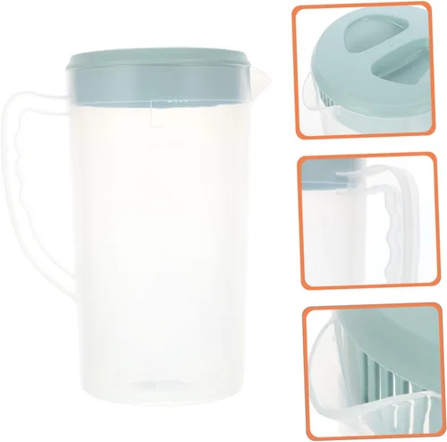Vista 4 de Recipiente transparente grande de plástico dispensador de leche, jarra de té de 87.9 fl oz para nevera, jarra de agua fría, tetera de café, tetera