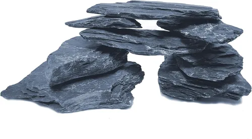 Piedra de Pizarra Natural de 5 a 7 Pulgadas - Procedente y Empaquetada en EE.UU. para Acuascaping de Acuarios, Terrarios, Paludarios, Recintos de