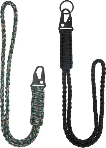Vista 16 de Llavero de Paracord de Servicio Pesado, Collar de Paracord, Llavero para Teléfono Celular, Silbatos, Correa Trenzada para Muñeca