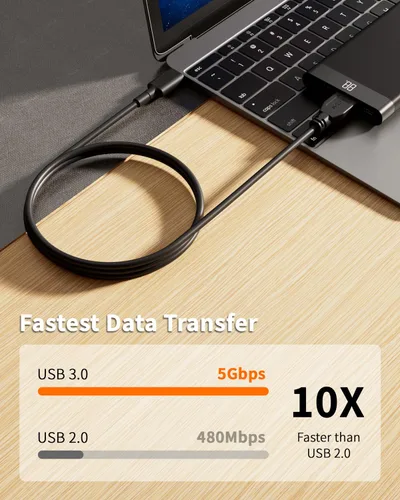 Vista 4 de ITD ITANDA Cable micro B a USB C, cable USB 3.0 de 1.5 pies para disco duro externo compatible con Seagate, WD Toshiba, MacBook Pro/Air, iPad